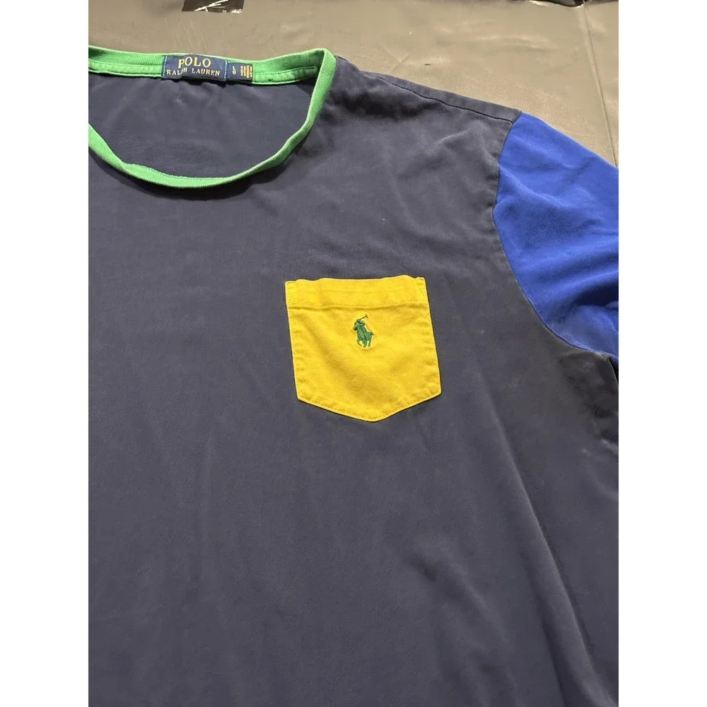 Polo Ralph Lauren Colorblock Pocket T-Shirt Navy Red Blue Yellow Large
